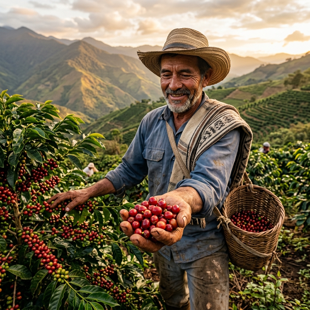 Coffee Farmer at Sunset